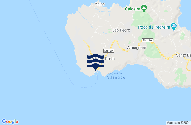 Mapa da tábua de marés em Vila do Porto Island da Santa Maria, Portugal
