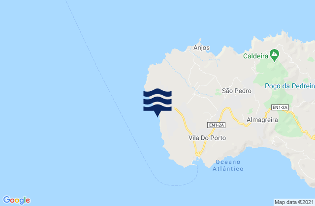 Mapa da tábua de marés em Vila do Porto, Portugal