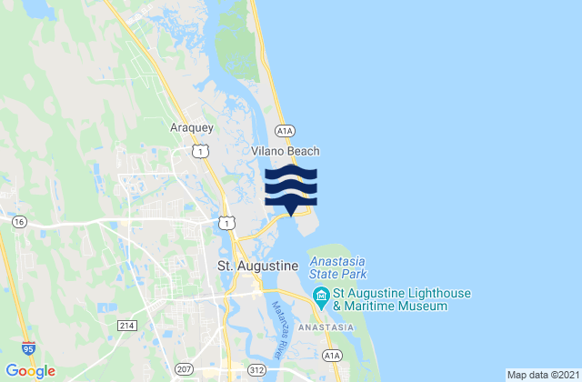 Mapa da tábua de marés em Vilano Beach ICWW, United States
