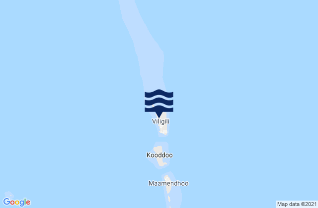 Mapa da tábua de marés em Viligili, Maldives