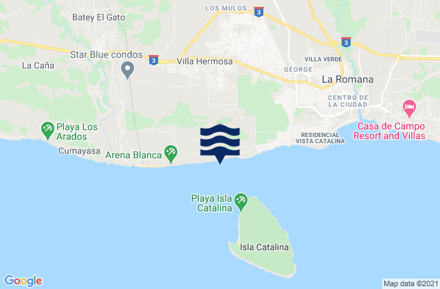 Mapa da tábua de marés em Villa Hermosa, Dominican Republic