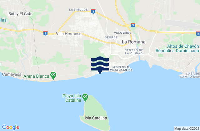 Mapa da tábua de marés em Villa Hermosa, Dominican Republic