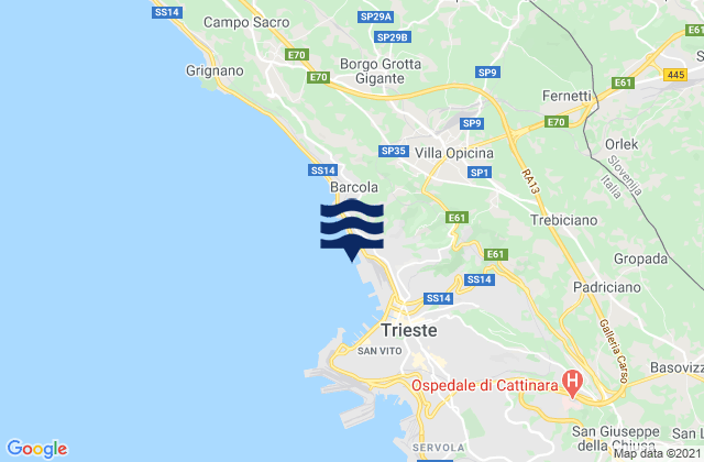 Mapa da tábua de marés em Villa Opicina, Italy