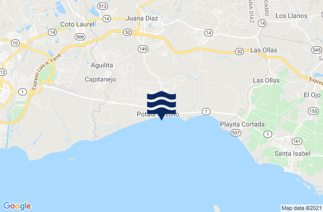 Mapa da tábua de marés em Villalba Arriba Barrio, Puerto Rico
