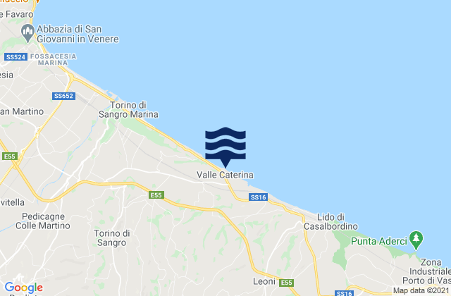 Mapa da tábua de marés em Villalfonsina, Italy