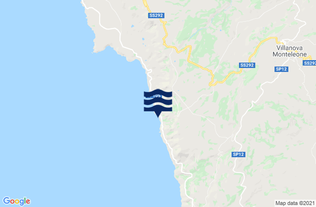 Mapa da tábua de marés em Villanova Monteleone, Italy