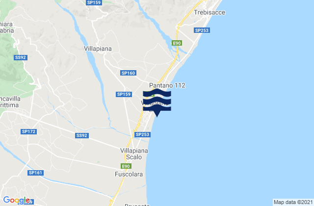 Mapa da tábua de marés em Villapiana Lido, Italy