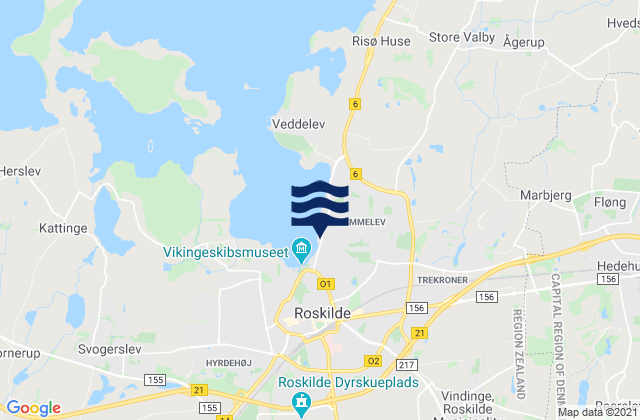 Mapa da tábua de marés em Vindinge, Denmark
