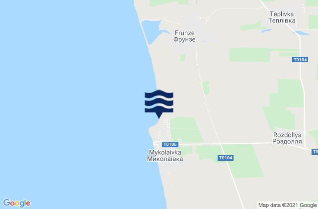 Mapa da tábua de marés em Vinnitskoye, Ukraine