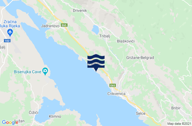 Mapa da tábua de marés em Vinodolska općina, Croatia