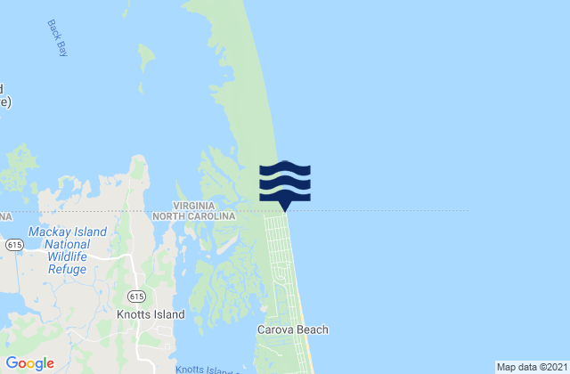 Mapa da tábua de marés em Virginia Beach south end, United States