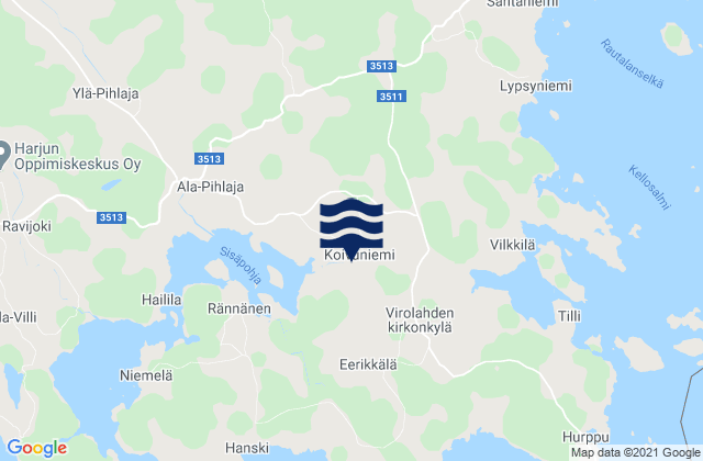 Mapa da tábua de marés em Virolahti, Finland