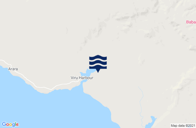 Mapa da tábua de marés em Viru, Solomon Islands