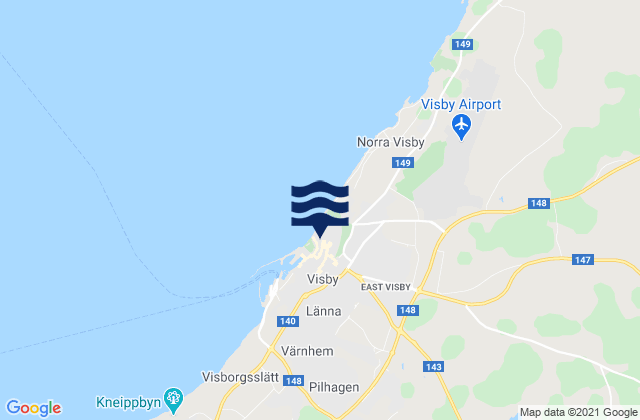 Mapa da tábua de marés em Visby, Sweden