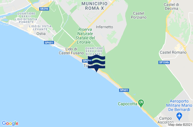 Mapa da tábua de marés em Vitinia, Italy