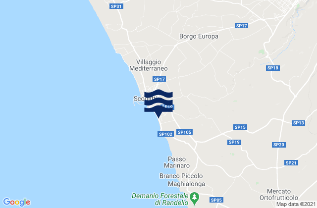 Mapa da tábua de marés em Vittoria, Italy