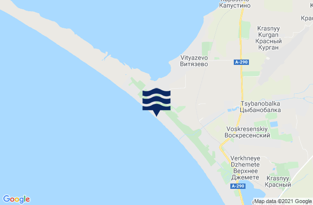 Mapa da tábua de marés em Vityazevo, Russia
