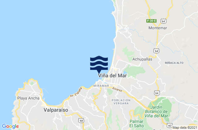 Mapa da tábua de marés em Viña del Mar, Chile