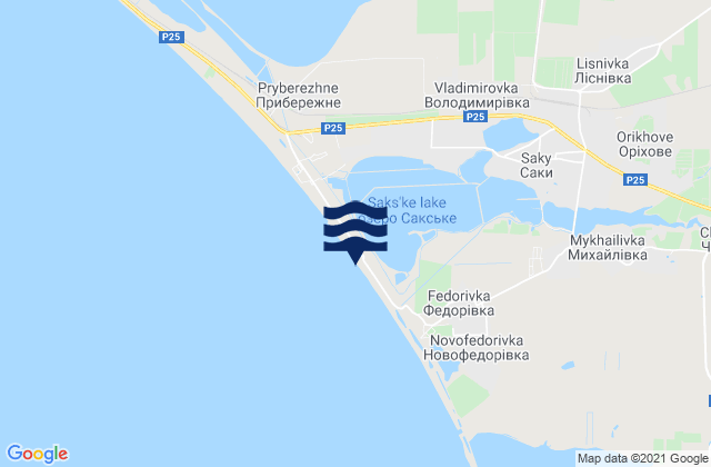 Mapa da tábua de marés em Vladimirovka, Ukraine