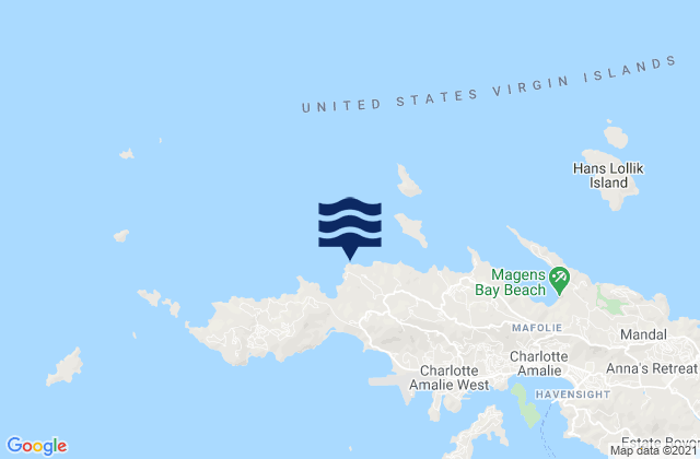 Mapa da tábua de marés em Vluck Point, U.S. Virgin Islands