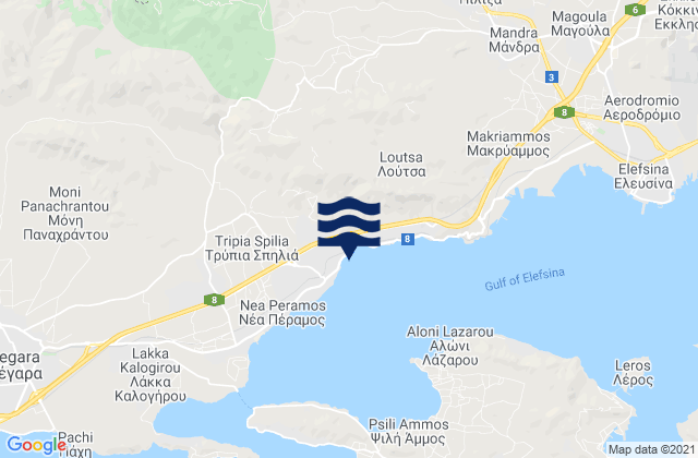 Mapa da tábua de marés em Vlycháda, Greece