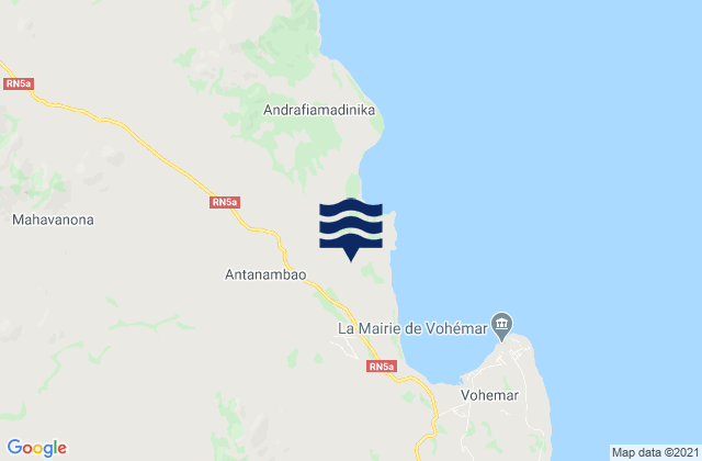 Mapa da tábua de marés em Vohemar, Madagascar