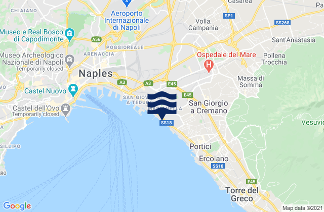 Mapa da tábua de marés em Volla, Italy