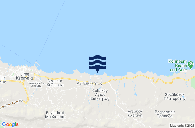 Mapa da tábua de marés em Vounó, Cyprus