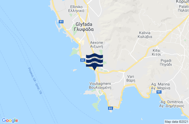 Mapa da tábua de marés em Voúla, Greece