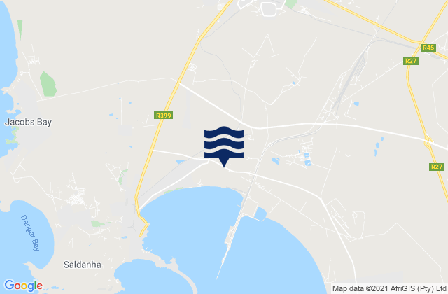 Mapa da tábua de marés em Vredenburg, South Africa