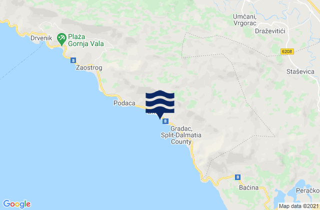Mapa da tábua de marés em Vrgorac, Croatia