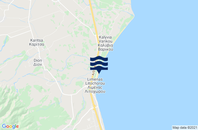 Mapa da tábua de marés em Vrontoú, Greece