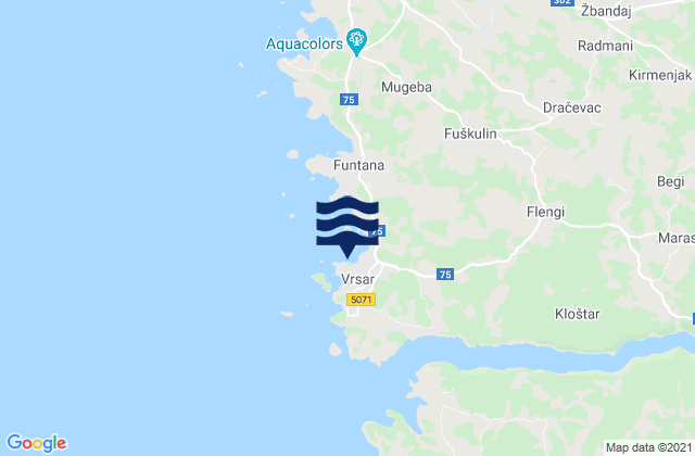 Mapa da tábua de marés em Vrsar-Orsera, Croatia