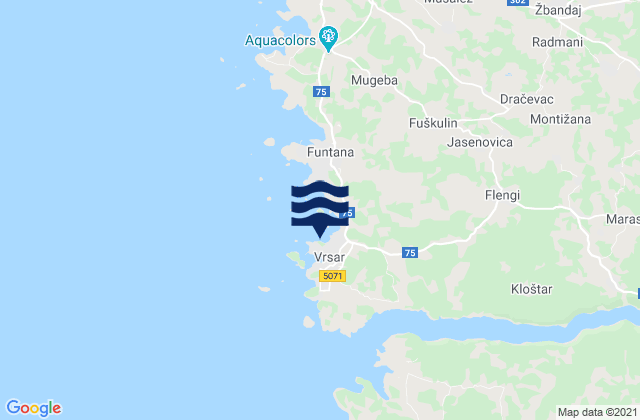 Mapa da tábua de marés em Vrsar, Croatia