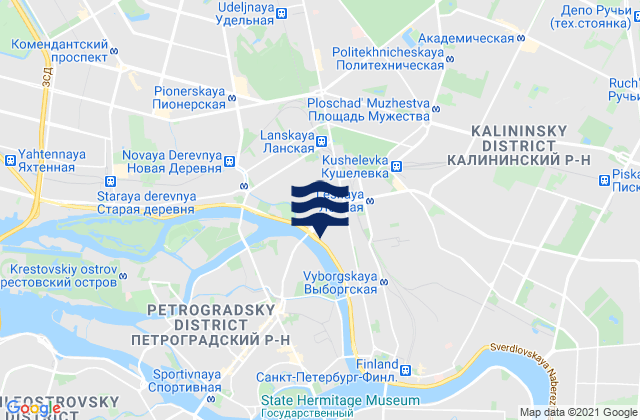 Mapa da tábua de marés em Vyborgskiy Rayon, Russia