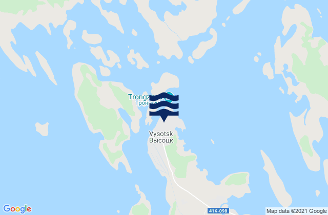 Mapa da tábua de marés em Vysotsk, Russia