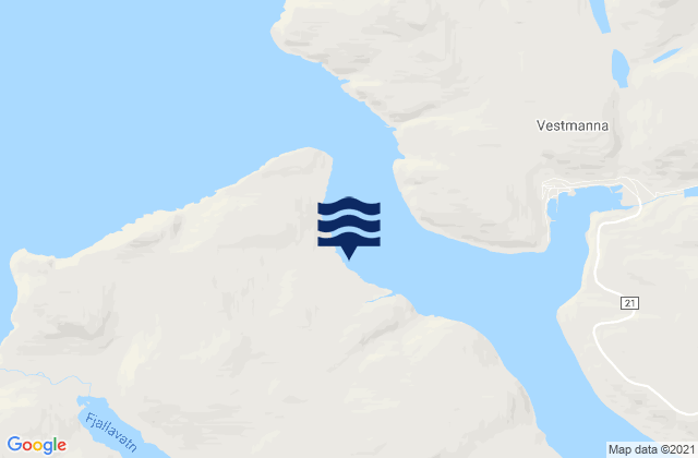Mapa da tábua de marés em Vágar, Faroe Islands