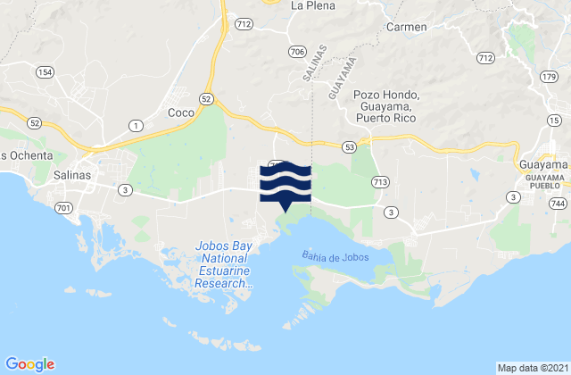 Mapa da tábua de marés em Vázquez, Puerto Rico
