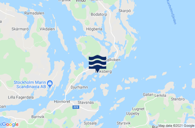 Mapa da tábua de marés em Värmdö Kommun, Sweden