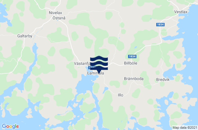 Mapa da tábua de marés em Västanfjärd, Finland