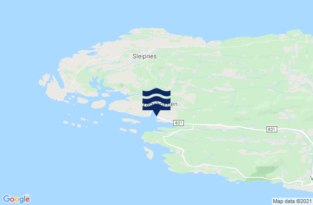 Mapa da tábua de marés em Vågaholmen, Norway