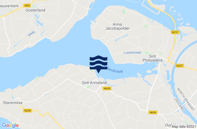Mapa da tábua de marés em W.s.v. St. Annaland, Netherlands