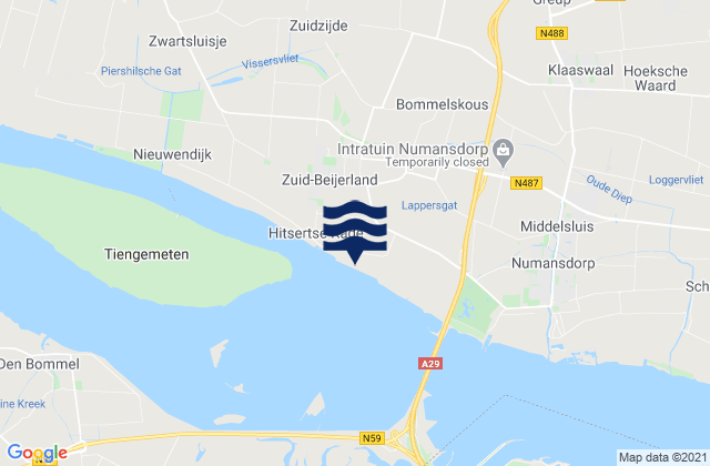 Mapa da tábua de marés em Waalhaven, Netherlands