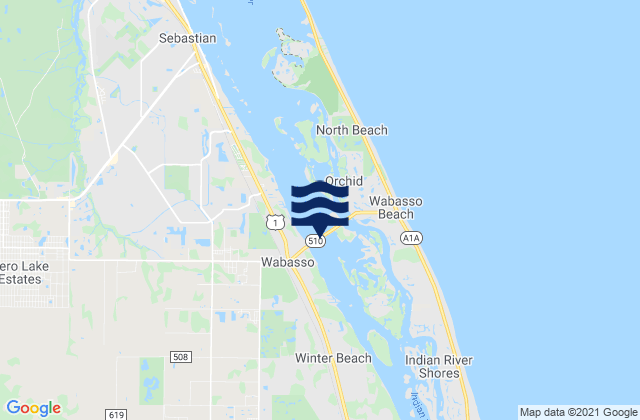 Mapa da tábua de marés em Wabasso, United States