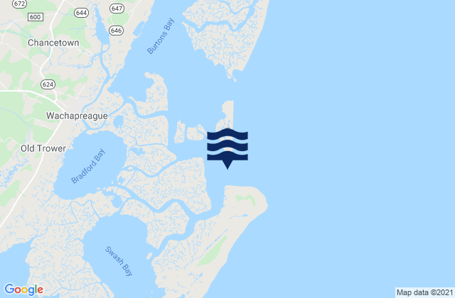Mapa da tábua de marés em Wachapreague Inlet (inside), United States
