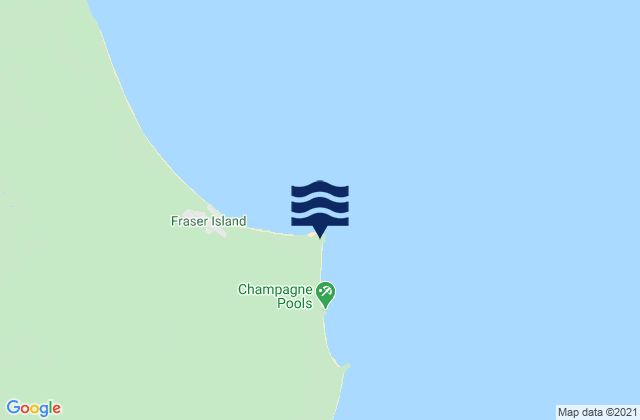 Mapa da tábua de marés em Waddy Point (Fraser Island), Australia