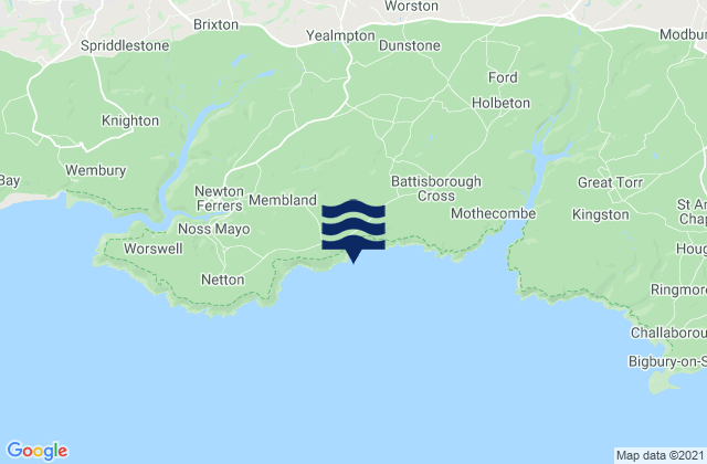 Mapa da tábua de marés em Wadham Rocks Beach, United Kingdom