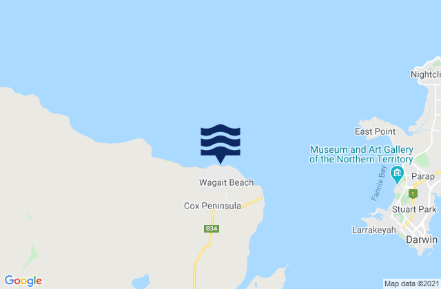 Mapa da tábua de marés em Wagait Beach, Australia