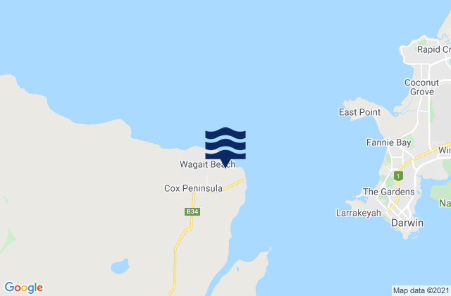 Mapa da tábua de marés em Wagait, Australia