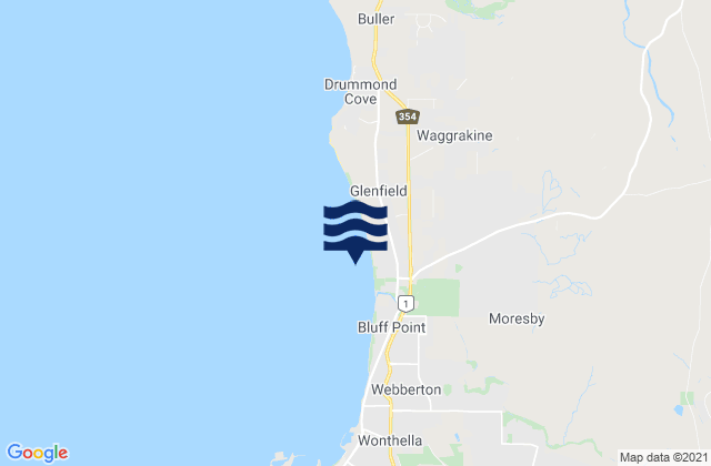 Mapa da tábua de marés em Waggrakine, Australia